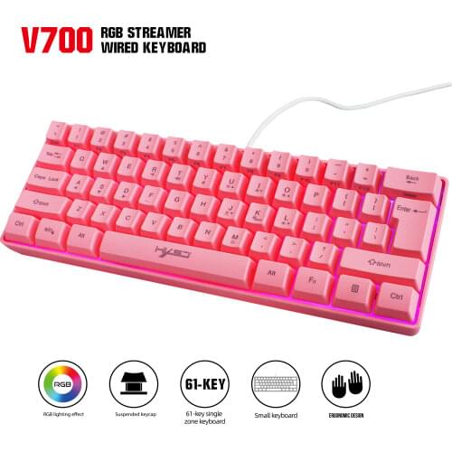 HXSJ V700 61 Keys Gaming RGB Keyboard for Gamers USB Backlight keyboard with Multiple Shortcut Key Combinations for PUBG Home