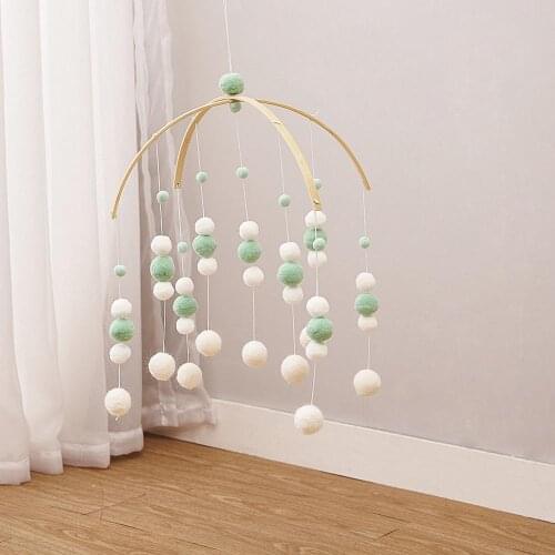 INS Nordic Style Wool Balls Wind Chimes for Kids Room Baby Bed Hanging Rattles Newborn Gifts Nursery Decor Photography Props
