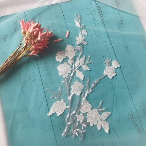 Lace Cotton Embroidery Sequin Flower Patch Wedding Accessories Han Clothing DIY Decorative Costume Cloth Applique