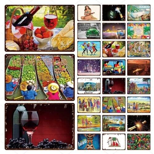Jungle City Metal Tin Sign Thailand Florida Las Vegas Landscape Plates Wall Art Beer Wine Iron Poster 20*30Cm House Room Decor