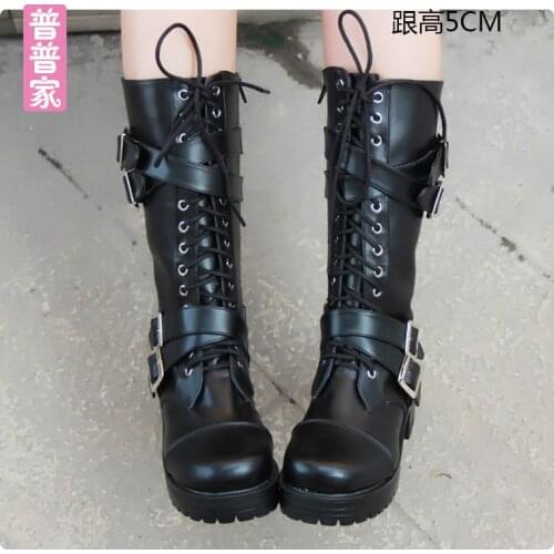 Princess sweet punk shoes Autumn and spring fashion cool thick round head bottom muffin shoes and zipper boots women pu7002