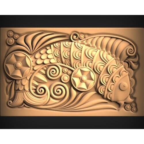 STL Model Fish panno for CNC Router 3D Printer Artcam Aspire Bas Relief _Decor panel “CNC File"