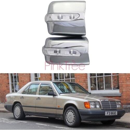 For Mercedes-Benz W124 1984-1996 Chrome Side Wing Door Rearview Mirror Cover Trim With LED Car Styling Accessories