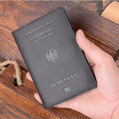 Germany Genuine Leather Passport Cover For Germany Credit Card Holder German Passport Case Unisex Travel Wallet