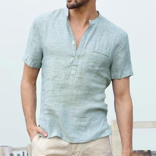 2021 Summer New Mens Short-Sleeved T-shirt Cotton Shirt Linen and Male Led Mens Breathable S-3XL Casual T-shirt X3Z2