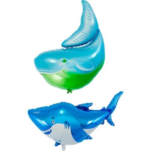 New Large Shark Cartoons Foil Balloons Globos Helium Balloon Children Ocean Theme Birthday Party Decoration Kids Toys Balloon