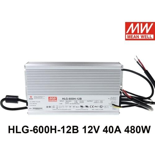 Original MEAN WELL LED driver HLG-600H-12B 40A 12V dimming IP67 Meanwell 600W Switching adjustable Power Supply