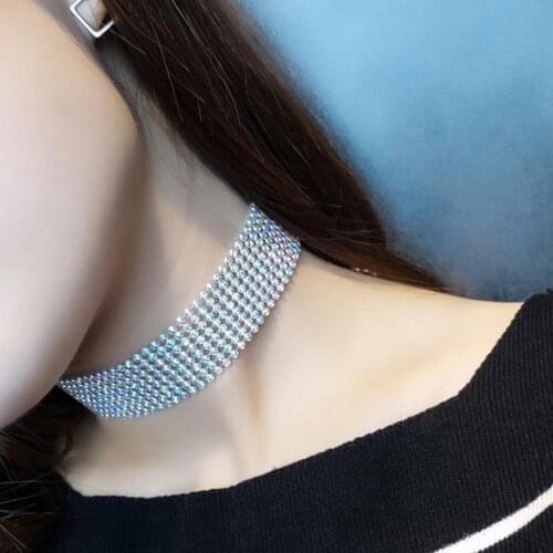 Bilandi Fashion Crystal Rhinestone Choker Necklace Women Party Wedding Accessories Silvery Color Chokers Necklace Jewelry Gift