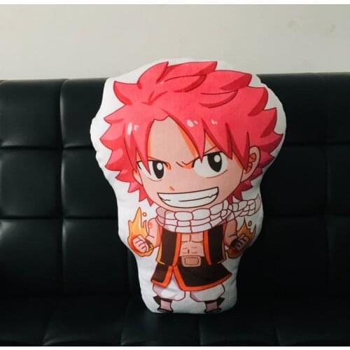 Anime Fairy Tail Plush Toy Natsu Happy Lucy Elza Model Doll Printing Cushion Pillow Stuffed Double Sided Pillowcase Toys Gift