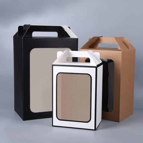 12pcs/lot DIY Flower Gift Box With Window Paper Gift Box Cake Packaging For Wedding Home Party Flower Packaging Christmas Gifts