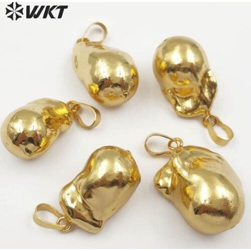 WT-JP061 WKT Top quality fashion baroque pearl pendants with full gold color plated water drop shape pendants girl jewelry gift