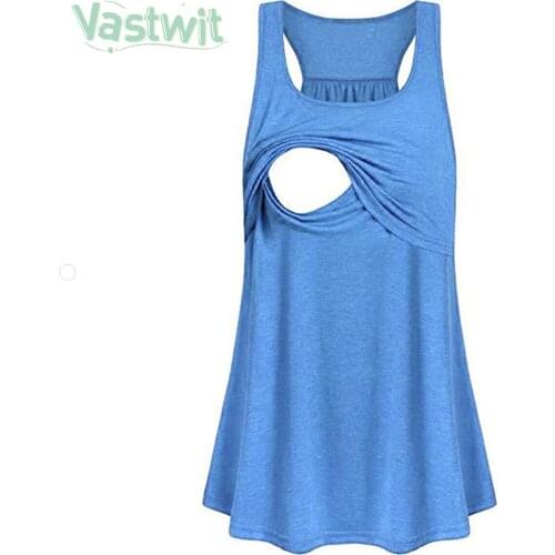 Casual Women Pregnant Maternity Clothes Sleeveless Nursing Tshirt Tops Breastfeeding Blouse T-Shirt Pregnancy Breastfeeding Vest