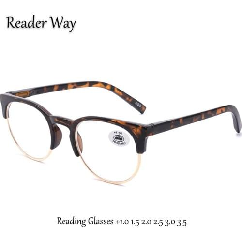 High Quality Half Frame Reading Glasses with Metal Rim Durable Reader Eyewear Presbyopic Eyeglasses +1.0 1.5 2.0 2.5 3.0 3.5