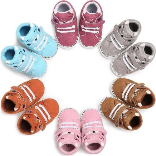 Newborn Baby Boy Girl Bow Anti-slip Crib Shoes Soft Sole Sneakers Prewalker 0-18M Cotton Cartoon Crib Shoes Soft Sole Prewalker