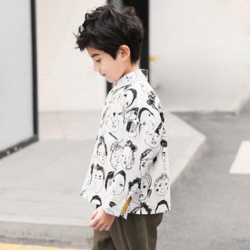 Kids Boys Shirts 2019 New Long Sleeve Teenage Shirts For Boys Fashion Big Boy Tops Harajuku Blouse BC535