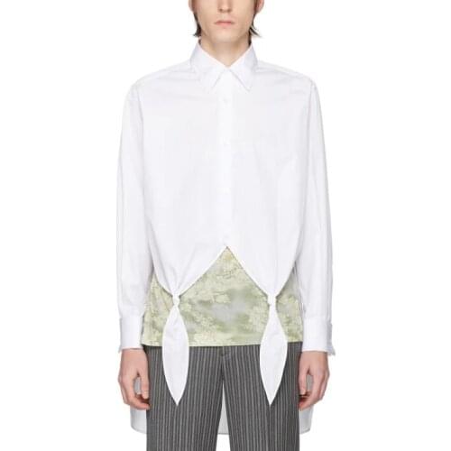 S-6XL!!Original long sleeve lapel shirt with short front and long back casual loose shirt for both men and women