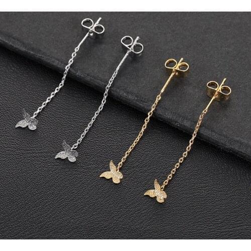 Real Gold Plating Butterfly Snowflake Dangle Earrings Tassel Ear Line Elegant Earrings Long Chain Earrings for Women Jewelry
