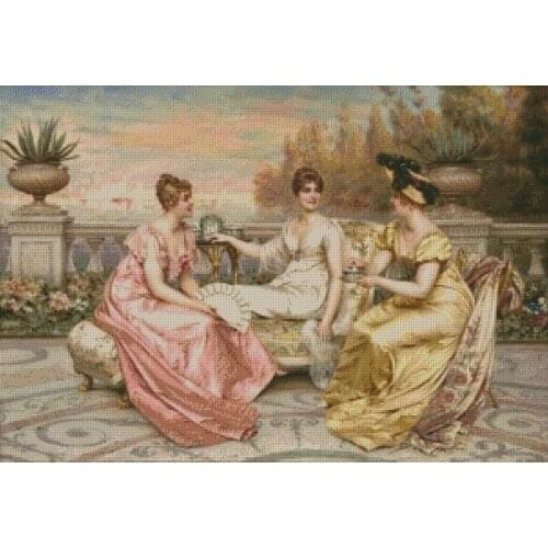 Top new Embroidery Counted Cross Stitch Kits Needlework - Crafts 14 ct DMC DIY Arts Handmade Decor - afternoon tea