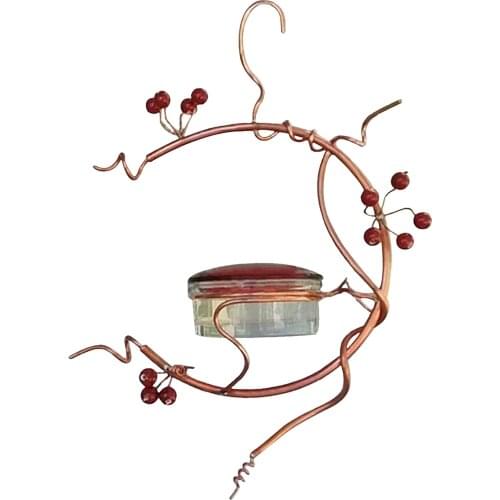 Outdoor Hanging Metal Bird Feeder Red Berries Hummingbird Food Dispenser Wild Bird Feeding Tool Garden Decoration Ornament