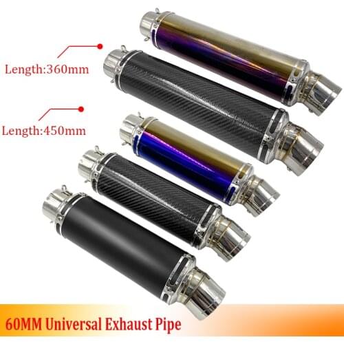 60MM Universal Exhaust System Muffler Tips Escape Pipe With Silencer DB Killer Slip On Dirt Bike ATV Motorcycle S1000RR R6 ZX 6R