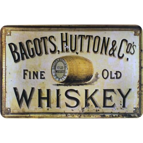 UOOPAI Metal Wine Poster Antique Tin Sign Bagots Hutton Fine Old Whiskey Decorative Retro Wall Plaque