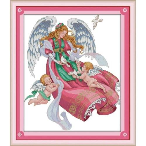Joy Sunday Cross-Stitch Pretty Angel 11CT 14CT Character Series DMS Embroider Pattern DIY Needlework kits Home Decoration sets