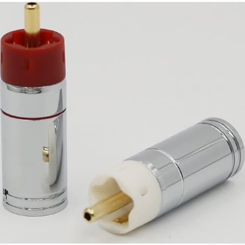 4pcs Bullet Plug RCA Plug Silver Plated Tellurium Copper Audio Video Adapter Connector 8.0mm