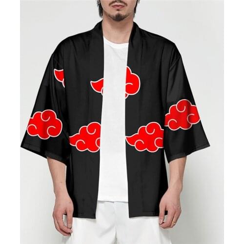 Japanese Kimono Style Printed Cool Robe Cardigan Priest Frosk For Men Naruto Sasuke Hokage Ninja Cosplay Summer Fashion