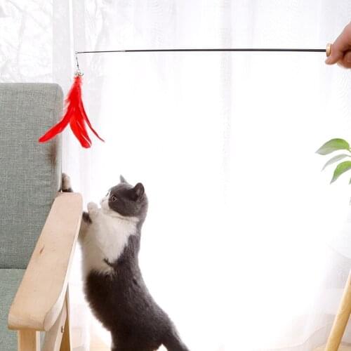 Funny Cat Stick Toys Balls for Cats Fidget Pets Fishing Interactive Supplies Stuffed Small Plush Pet Products Games Ball Goods