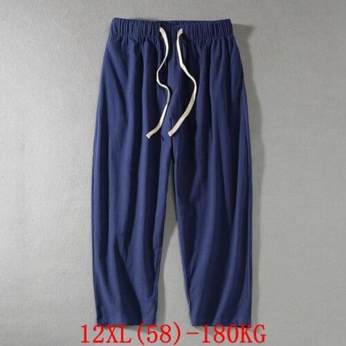 Large size Womens Pants Plus Size 9XL 10XL 11XL 12XL Autumn High Waist Loose Black Blue Plus Size Pants Sports 50 52 54 56 58