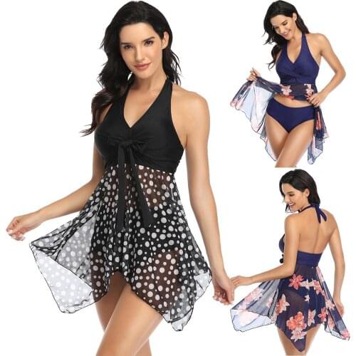 Vintage Skirt Swimwear Women Two Piece Swimsuit Beach Wear Sexy Sling Bikini Set bathing Suit Swimming Trunk beachwear Plus size