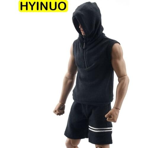 1/6 proportion of mens sleeveless tops and shorts sports macho clothes decorated with the same proportion of male body wear