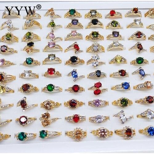 100pcs/Box Womens Rings New Design Mixed Styles Zircon Wholesale Rings Lots Jewelry Anniversary Jewelry Bulks Lot
