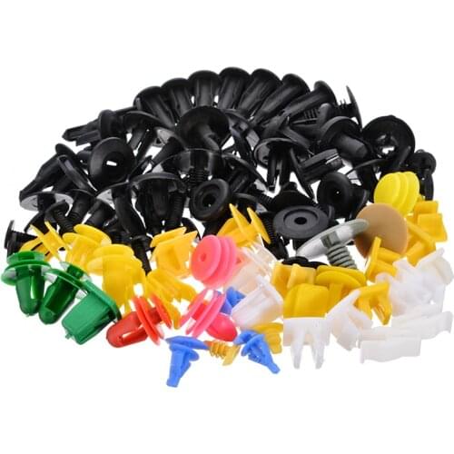 100pcs Plastic Mixed Color Size Auto Door Clip Trim Bumper Rivet Panel Push Pin Engine Fender Fastener Clip Kit