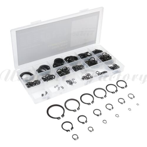 18 Sizes Metal Circlip 300Pcs/Set O-Ring Washer Seals Internal & External Snap Retaining Ring Circlip M3-M32 Assortment Kit