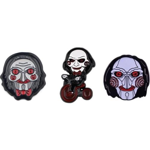 20pcs/lot G2177 Horror Movie Chainsaw Fright Enamel Pin and Brooch Backpack Clothes Badge Women and Men Tie Pins Charm Jewelry