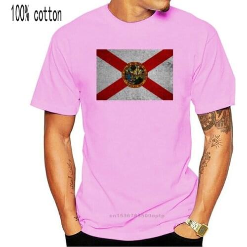 2019 Short Sleeve Cotton T Shirts Man Clothing Florida State Flag T-shirt In Vintage Retro Style