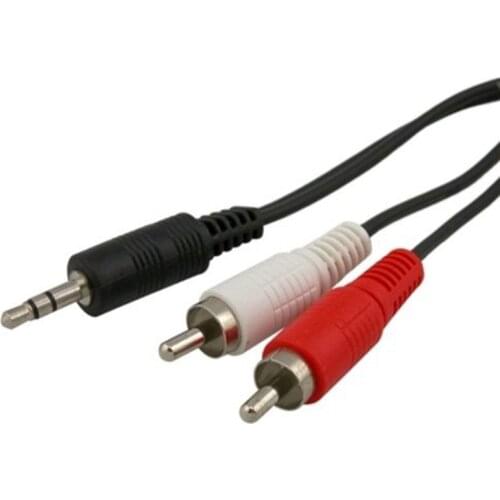! 3.5mm PC Aux Stereo To Dual 2 RCA Audio Cable MaleMale Gold Plated 1.5Meters