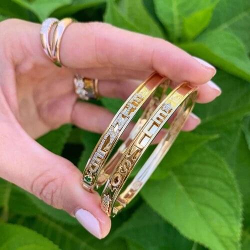 3UMeter 2020 New DIY Letters Bangle Women Custom Name Bangle Charm Bracelet Designer Charms for Diy Bracelet Slide Jewelry
