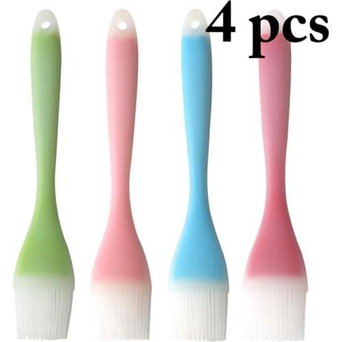 4Pcs BBQ Brush Silicone Translucent High Temperature Resistance Barbecue Brush Food Grade Seasoning Brush BBQ Tools Accessories