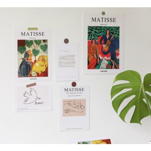 5 Sheets Nordic Retro Art Decoration Card Creative Greeting Cards Photo Frame Painting Postcard Bedroom Background Wall Sticker