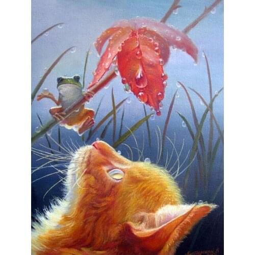 Cat The Frog 5D Diamond Mosaic Square/Round Diamond Painting Cross Stitch Home Decor Wall Painting Diamond Embroidery Crafts