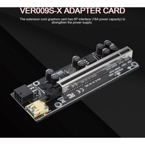 VER009S Plus Riser Card PCIE1x To 16x 6Pin Adapter Extender Adapter Cable Adapter Card Graphics Single 6PIN Power Supply DC