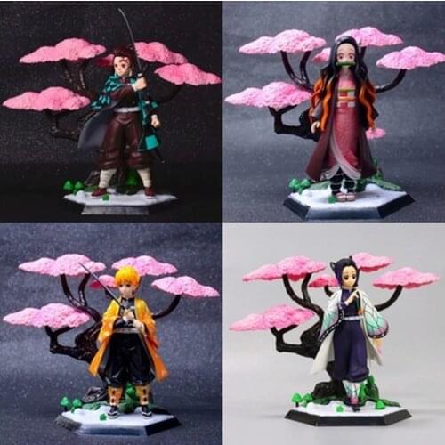 Anime Demon Slayer: Kimetsu no Yaiba Kamado Tanjirou Nezuko Agatsuma Zenitsu Kochou Shinobu PVC Action Figure Model Toy lelakaya