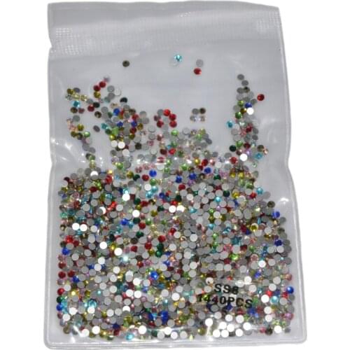 High Glitter SS3-SS16 1440pcs Crystal Mix Color 3D Non Hotfix FlatBack Strass Rhinestone for Nail Art Decorations