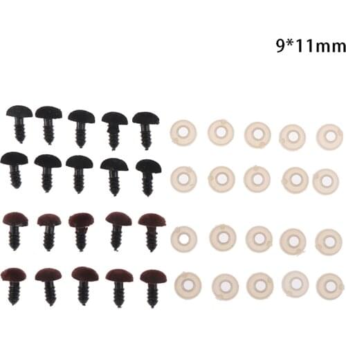 10pcs 9*11mm Black Plush Nose Craft Button Animal Safety Nose For Soft Toys Dolls Accessories