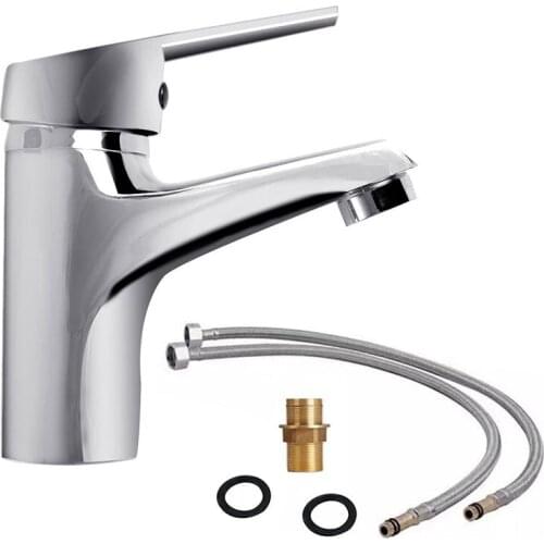 Bathroom Basin Faucet Chrome Single Handle Kitchen Tap Faucet Mixer Hot and Cold Water Hose Chrome Bathroom Accessory