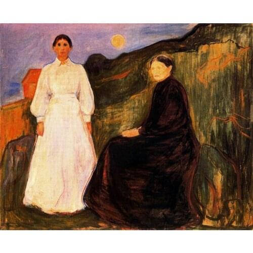 Oil Painting Reproduction on Linen Canvas,mother-and-daughter-1897 by Edvard Munch,100% handmade,abstract oil painting