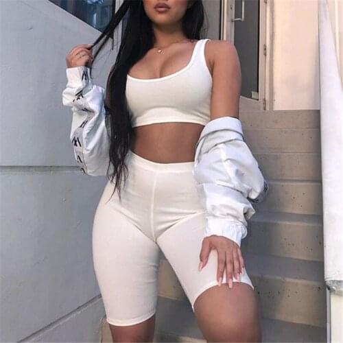 Two Piece Set Women Outfits Crop Tops and Shorts Set Summer Matching Sets Gym Fitness Sportwear Summer Clothes