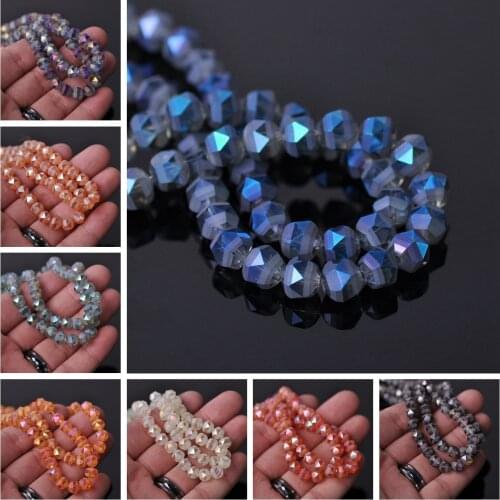 8mm 10mm Round Faceted Half Matte Crystal Glass Loose Beads Craft Findings